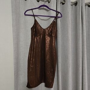 NWT Skims Mesh Foil Logo Dress Cocoa